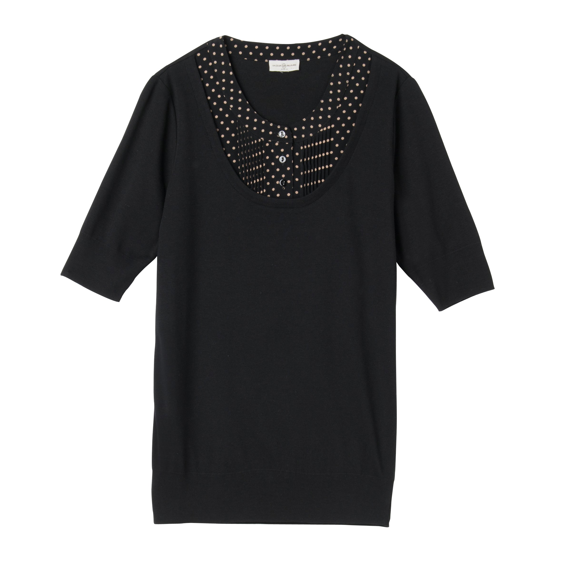 Pull-2-en-1-pois-Noir-R63142NO_photo